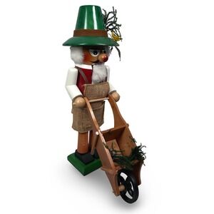 Steinbach Nutcracker Thanksgiving Man Wheelbarrow Wood Folk Art Germany S632 18"